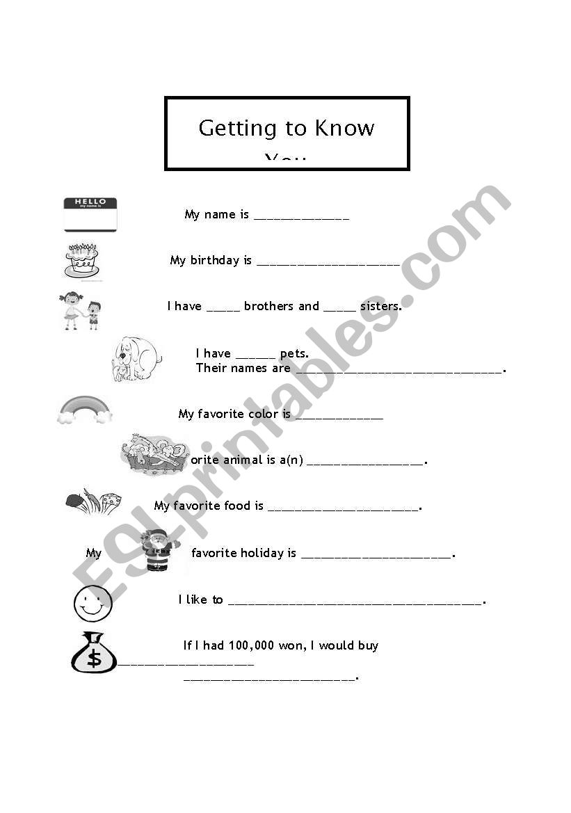 Introduce yourself worksheet