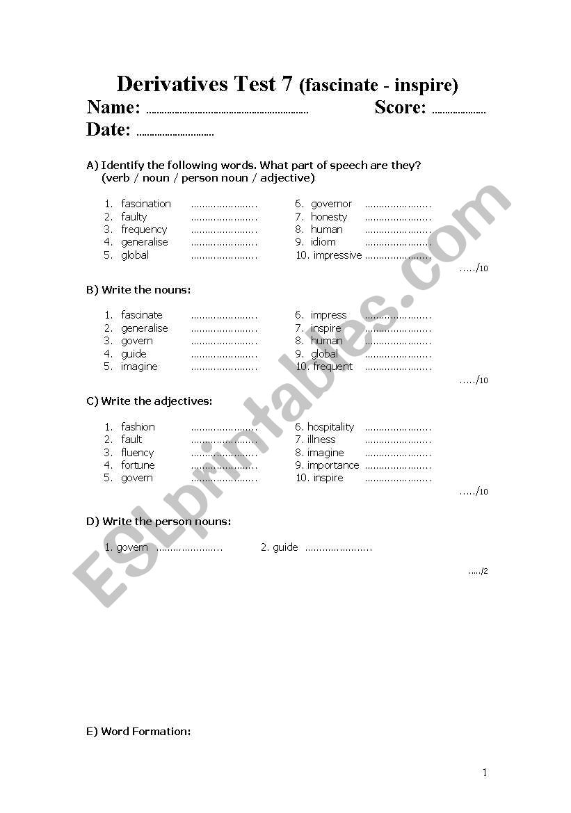 DERIVATIVES 4/4 worksheet