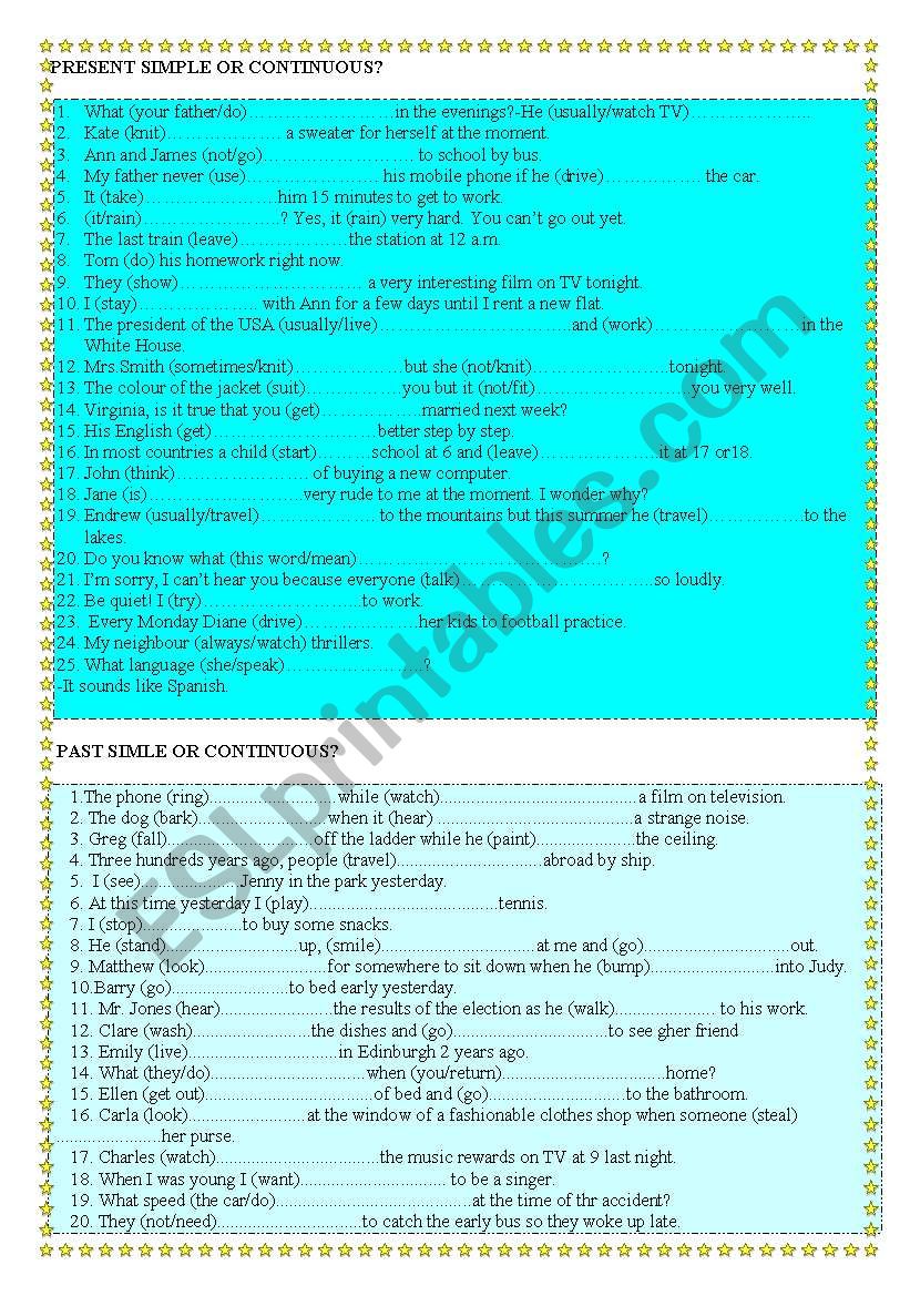 Tenses worksheet