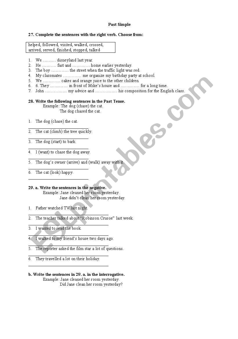 Past Simple worksheet