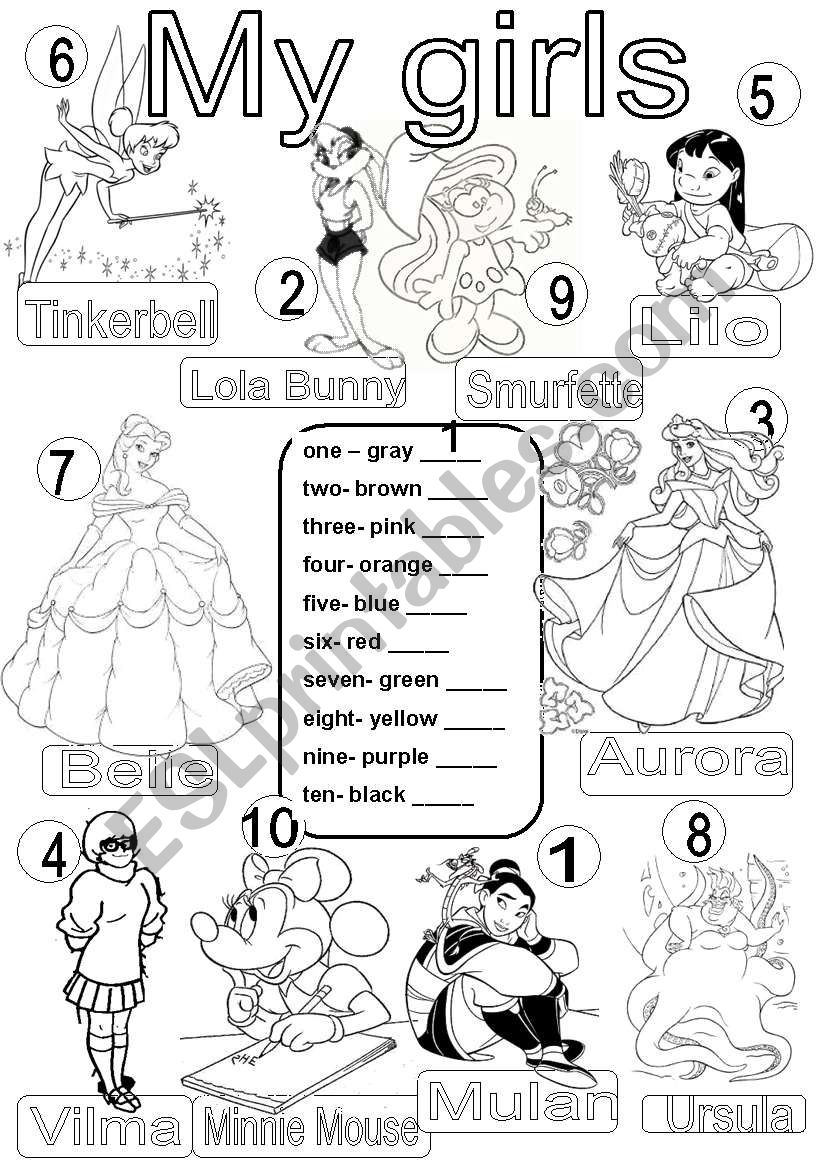 colors and numbers one to ten worksheet