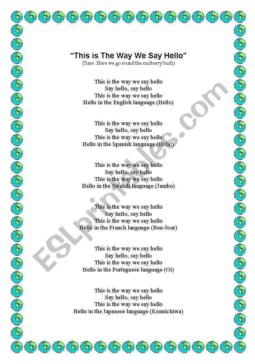 This is the way we say hello worksheet