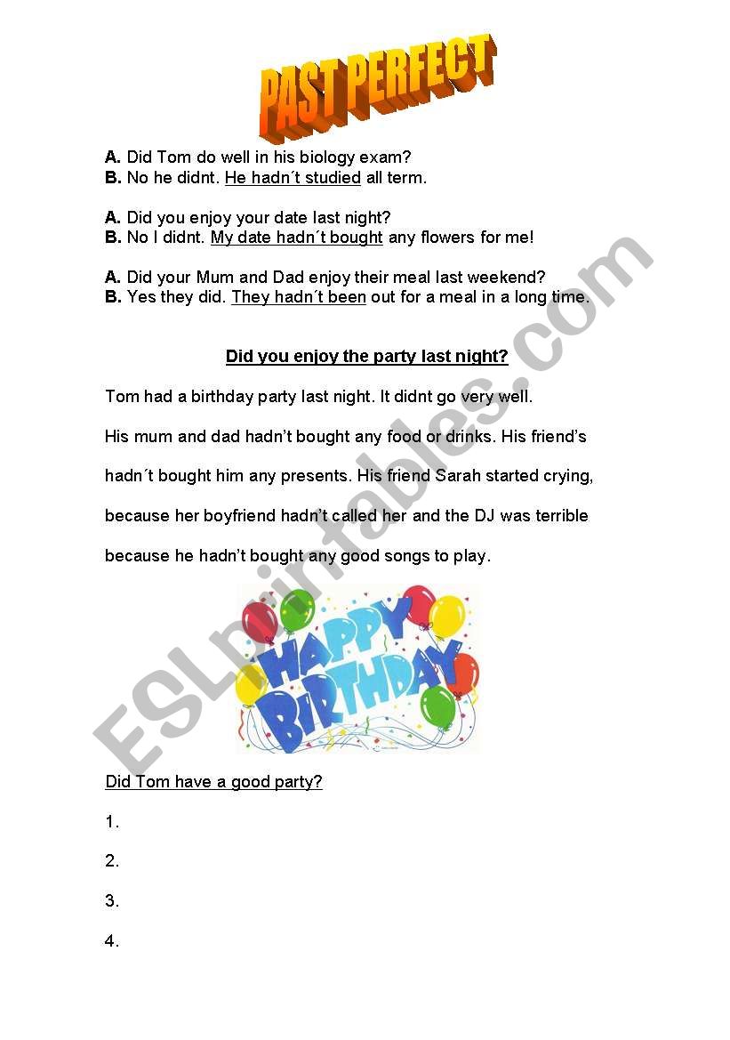 PAST PERFECT worksheet
