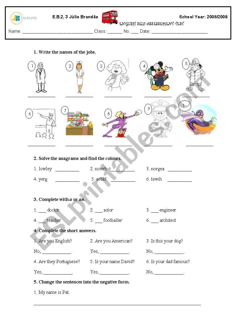 self check worksheet