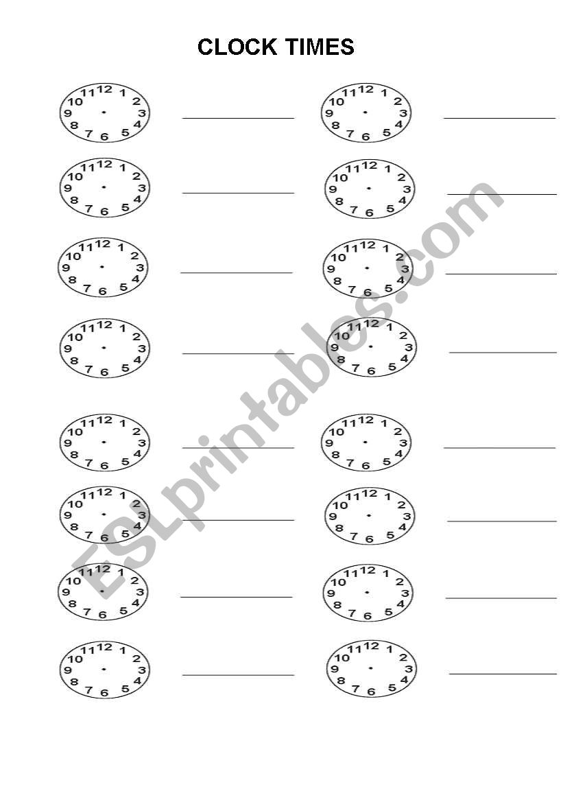 Blank Clock faces  worksheet