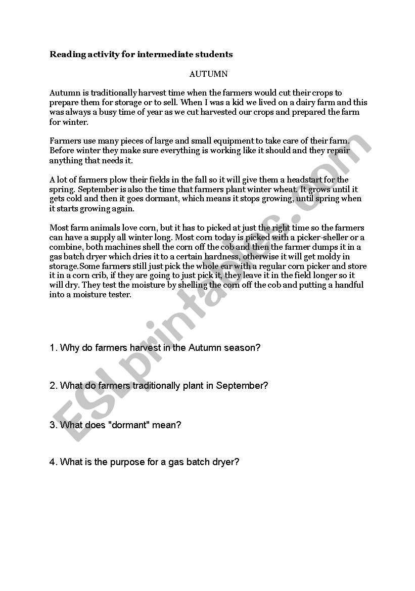 Autumn worksheet