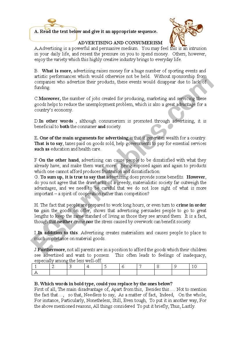 Advertising and Consumerism worksheet