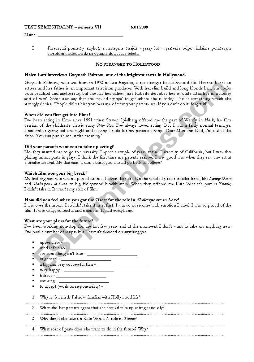 end term test - intermediate worksheet