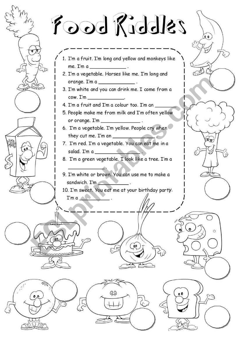 food riddles worksheet