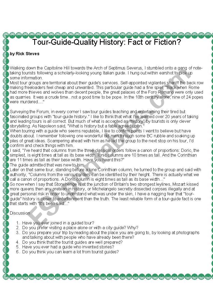 GUIDED TOURS worksheet