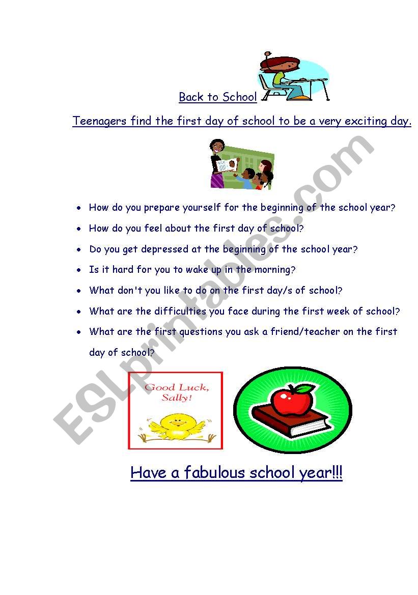 Back to School worksheet