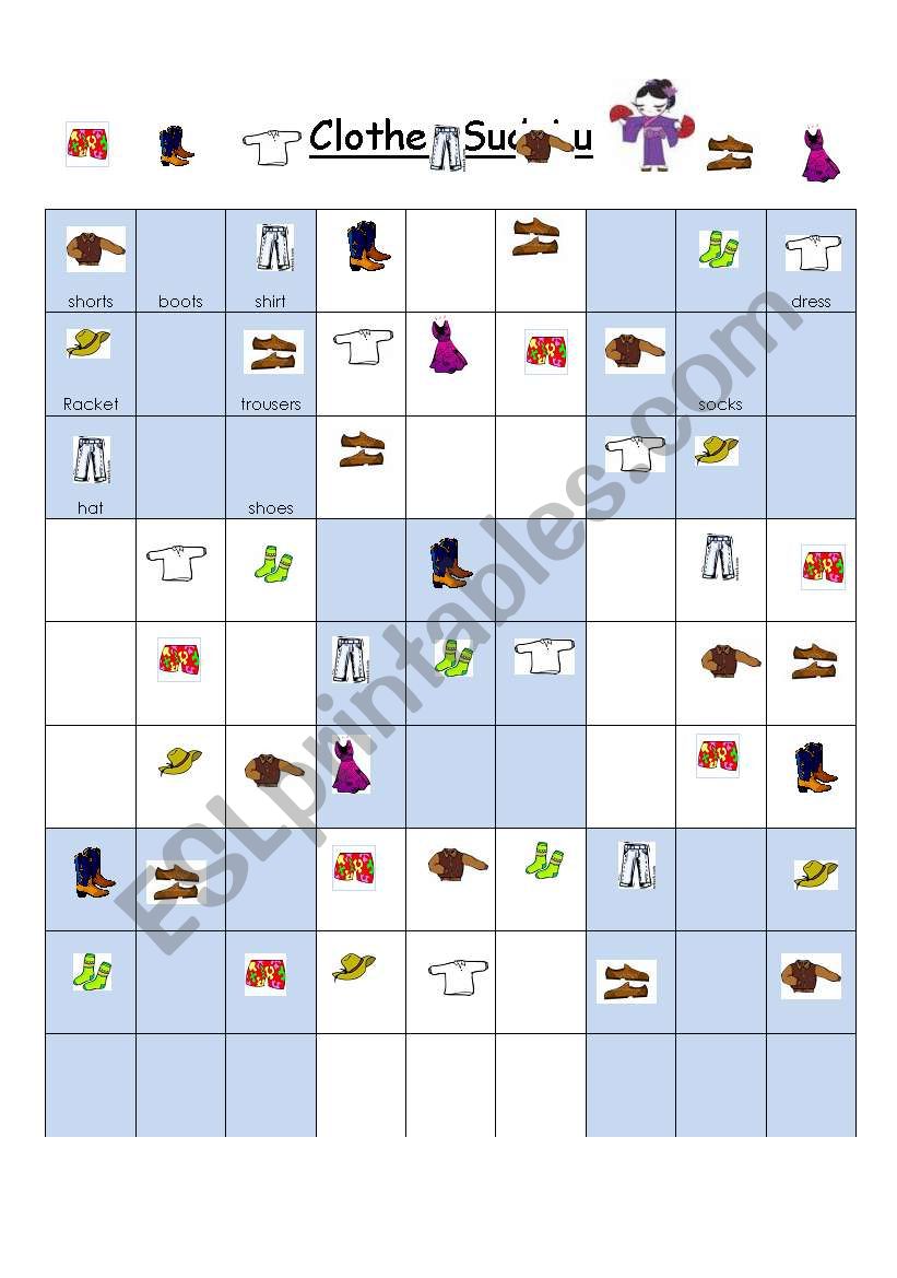 Clothes Sudoku worksheet