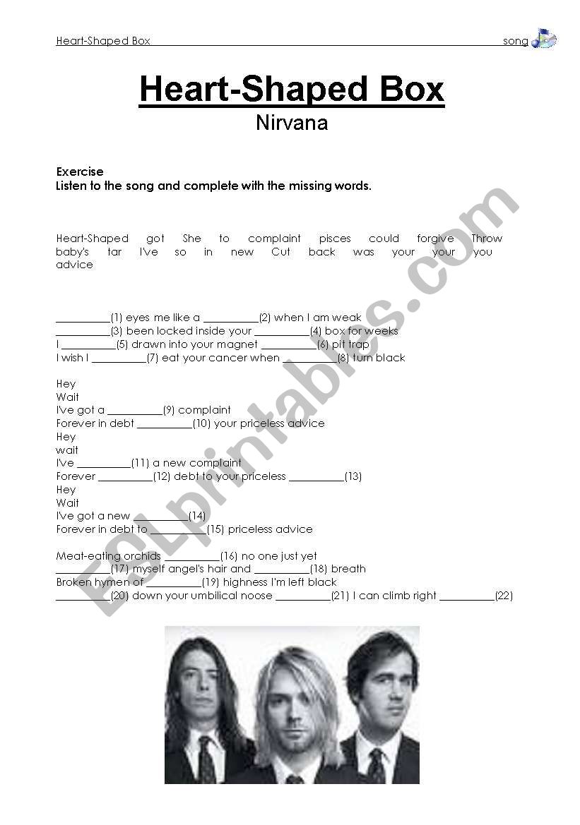 Heart-Shaped Box by Nirvana worksheet