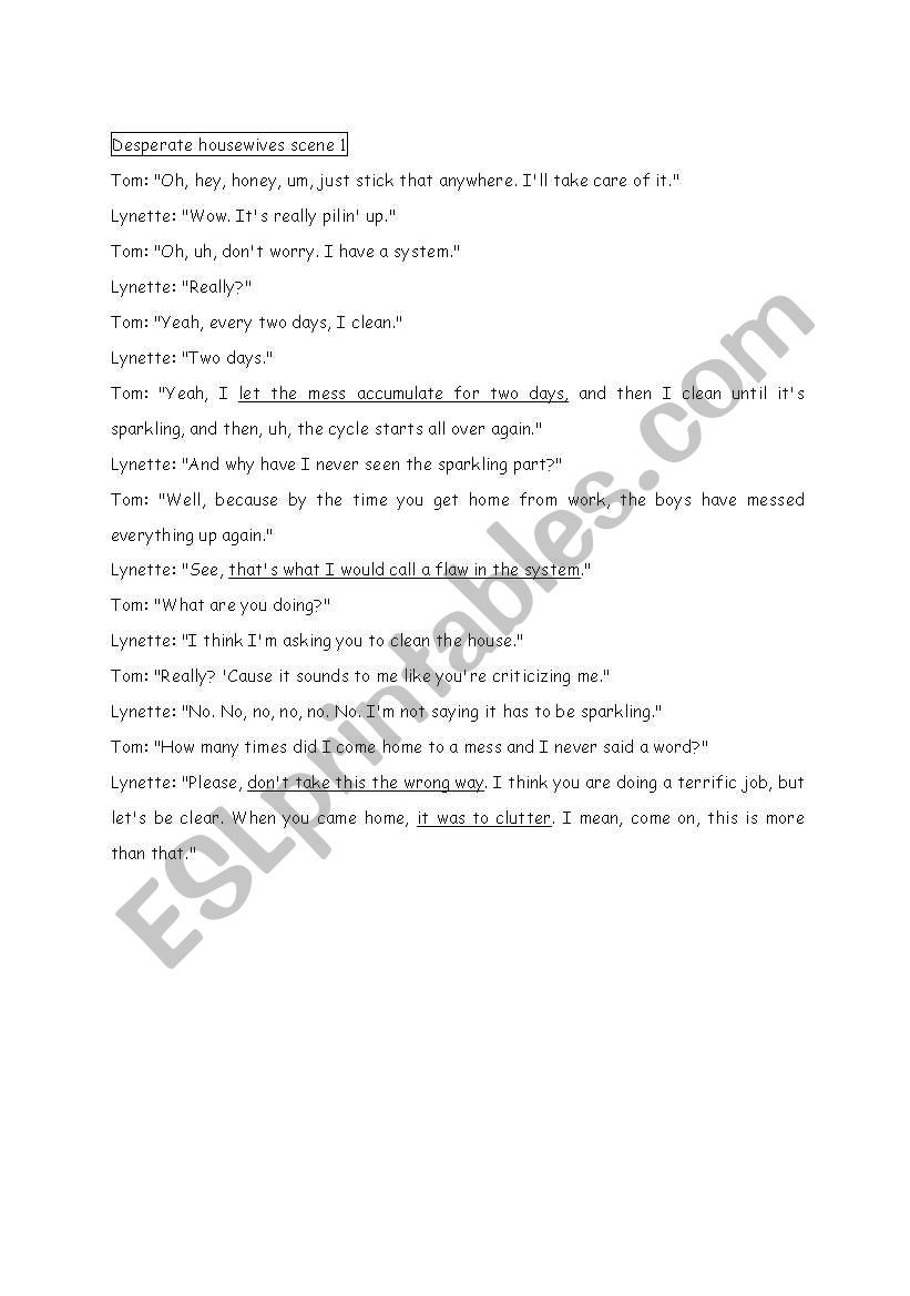 desperatewives:drama worksheet