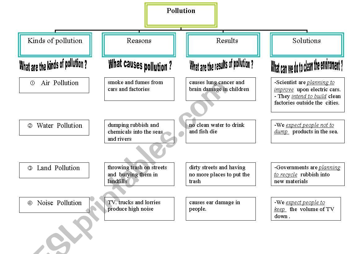 pollution worksheet