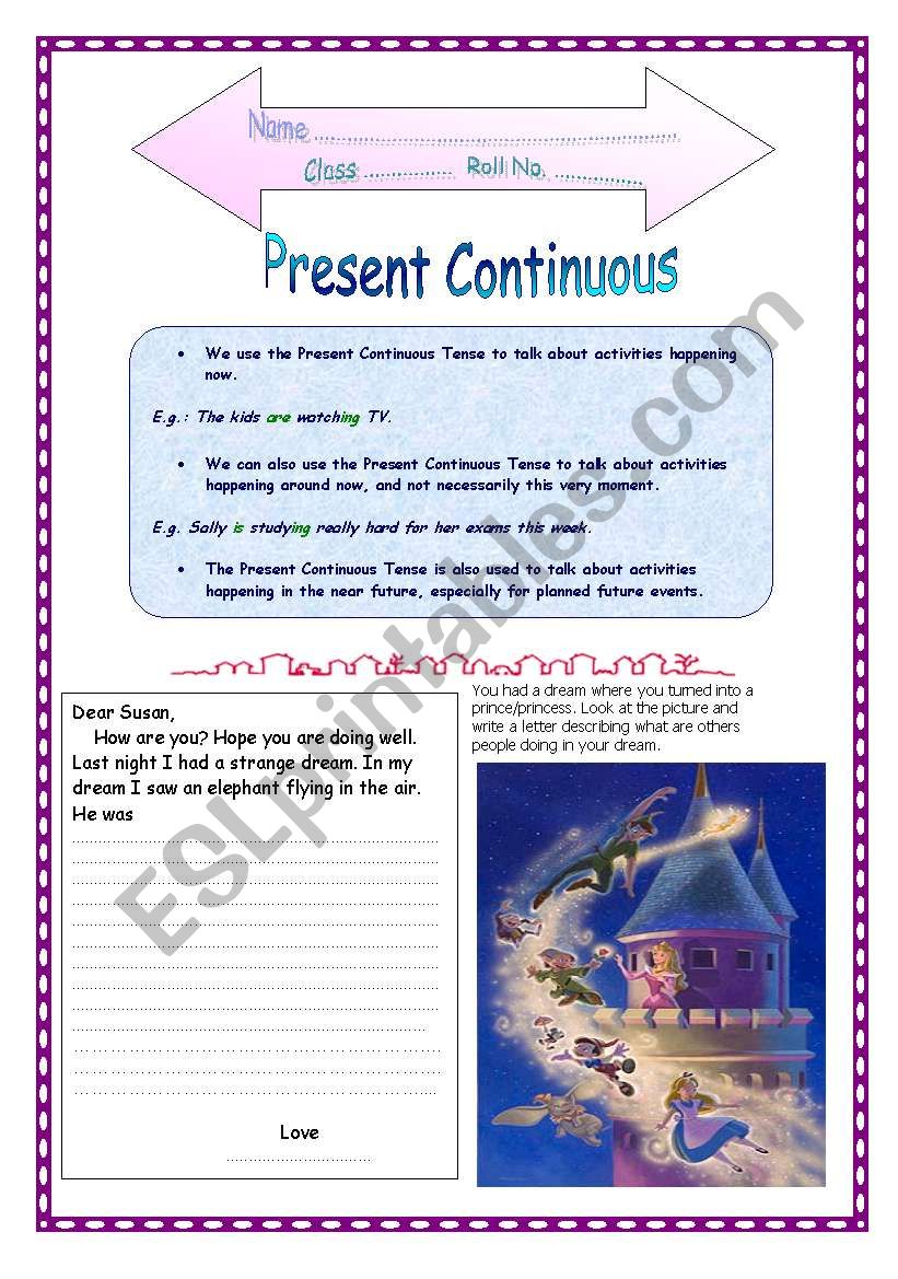 Present continuous tense worksheet