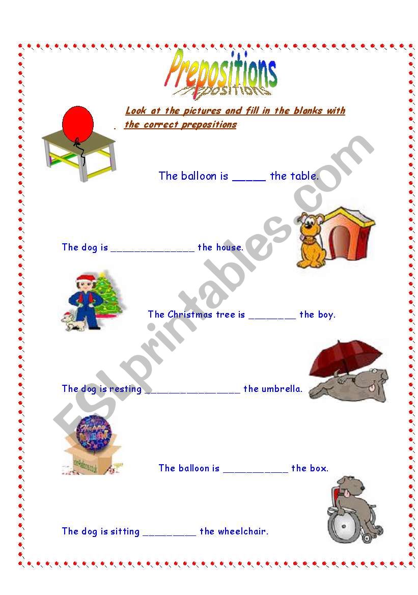 Prepositions worksheet