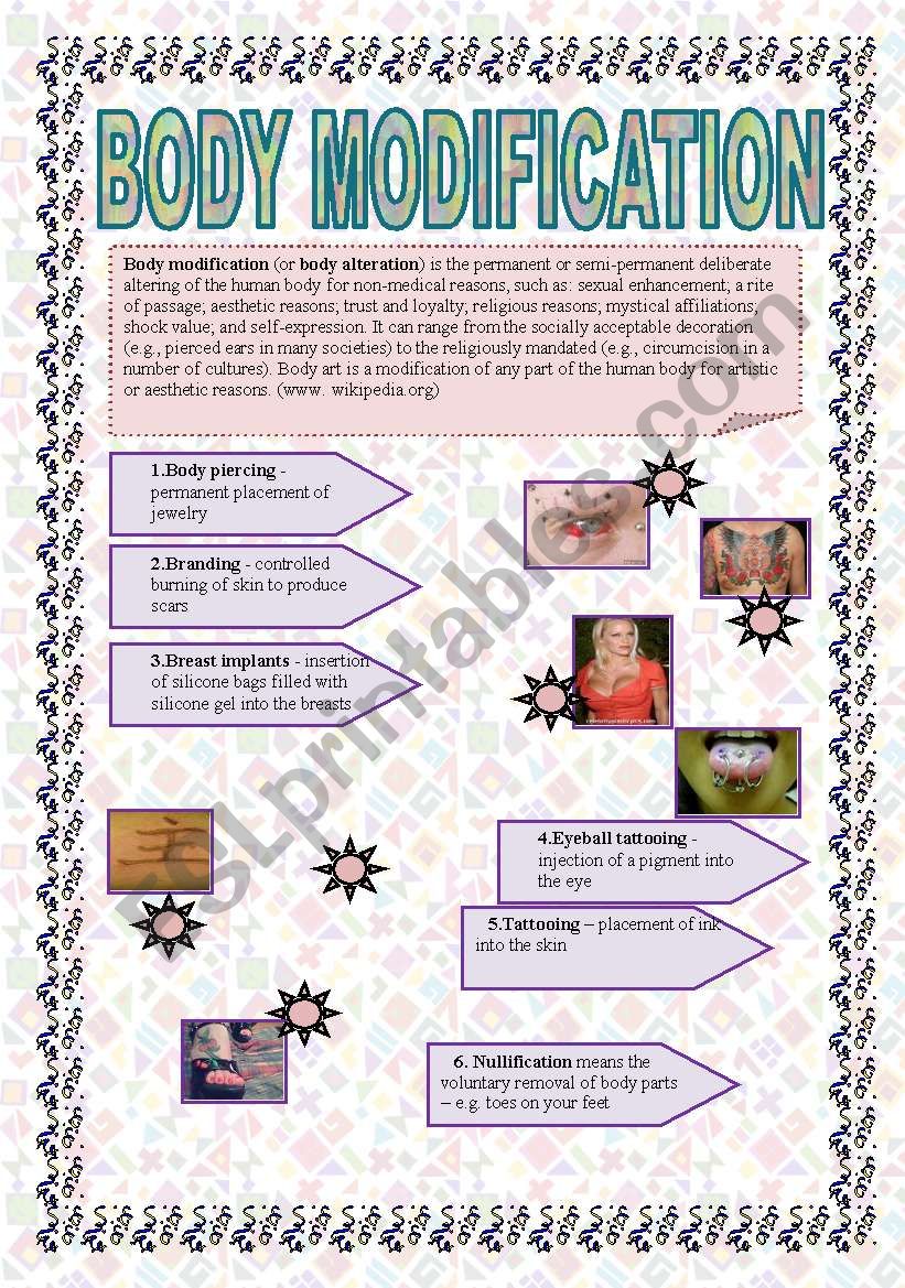 Body modification worksheet