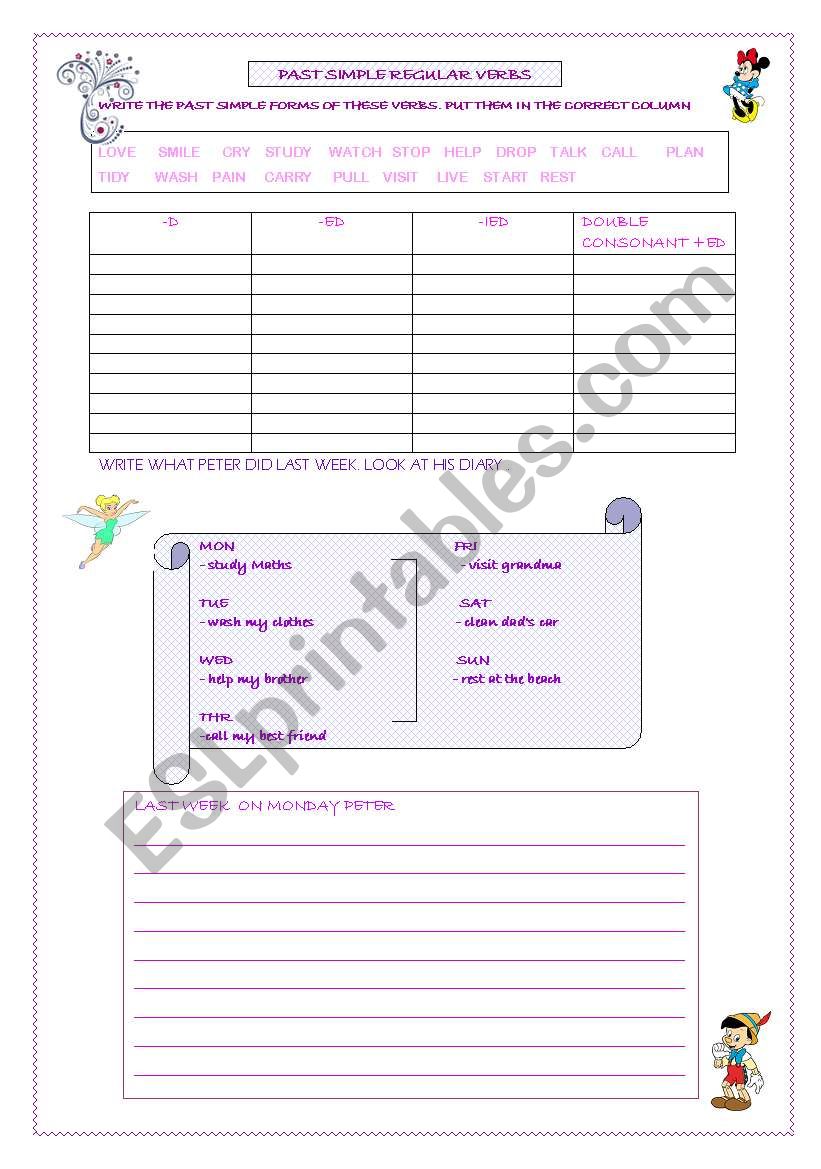 PAST SIMPLE-REGULAR VERBS worksheet