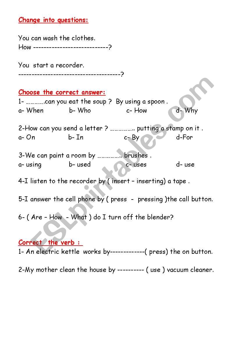 exam worksheet