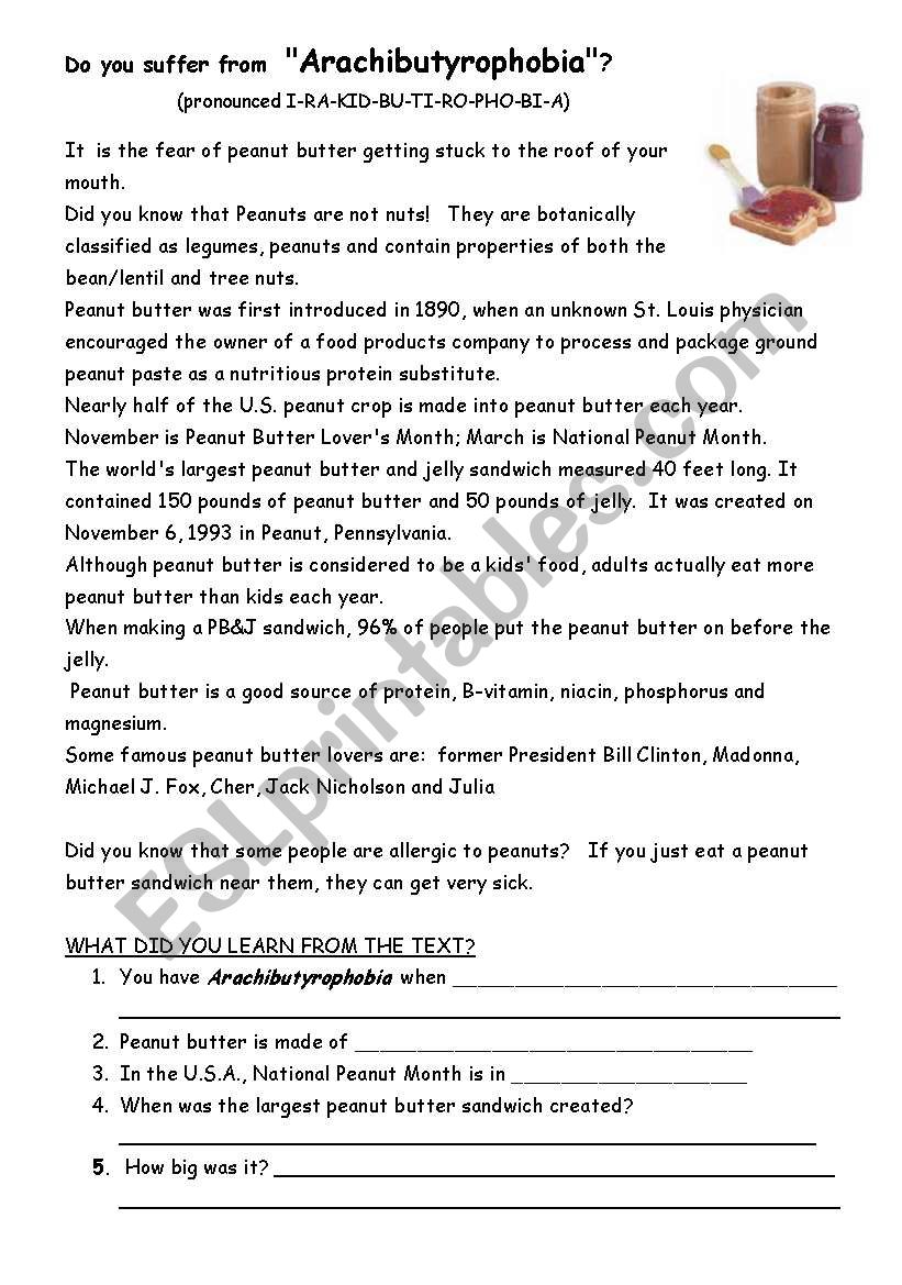 Arachibutyrophobia - the fear of peanut butter sticking to the top of your mouth.