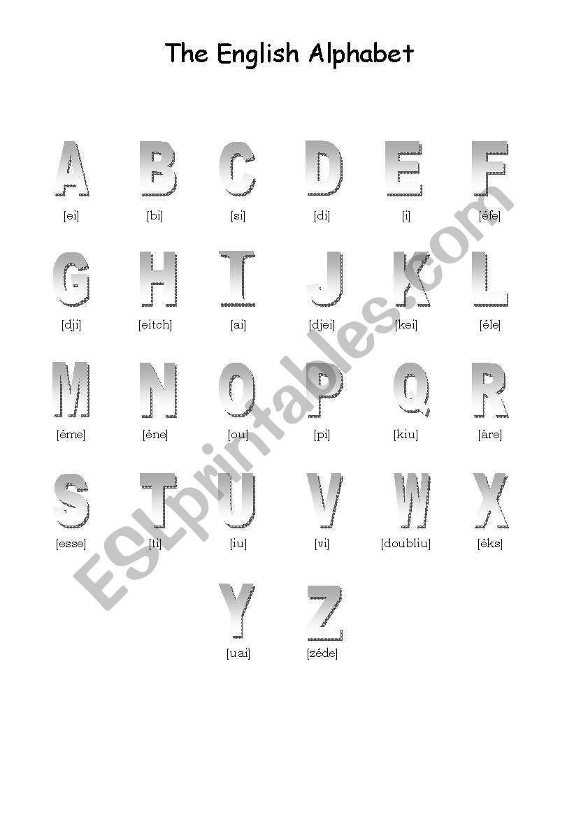 The english alphabet worksheet