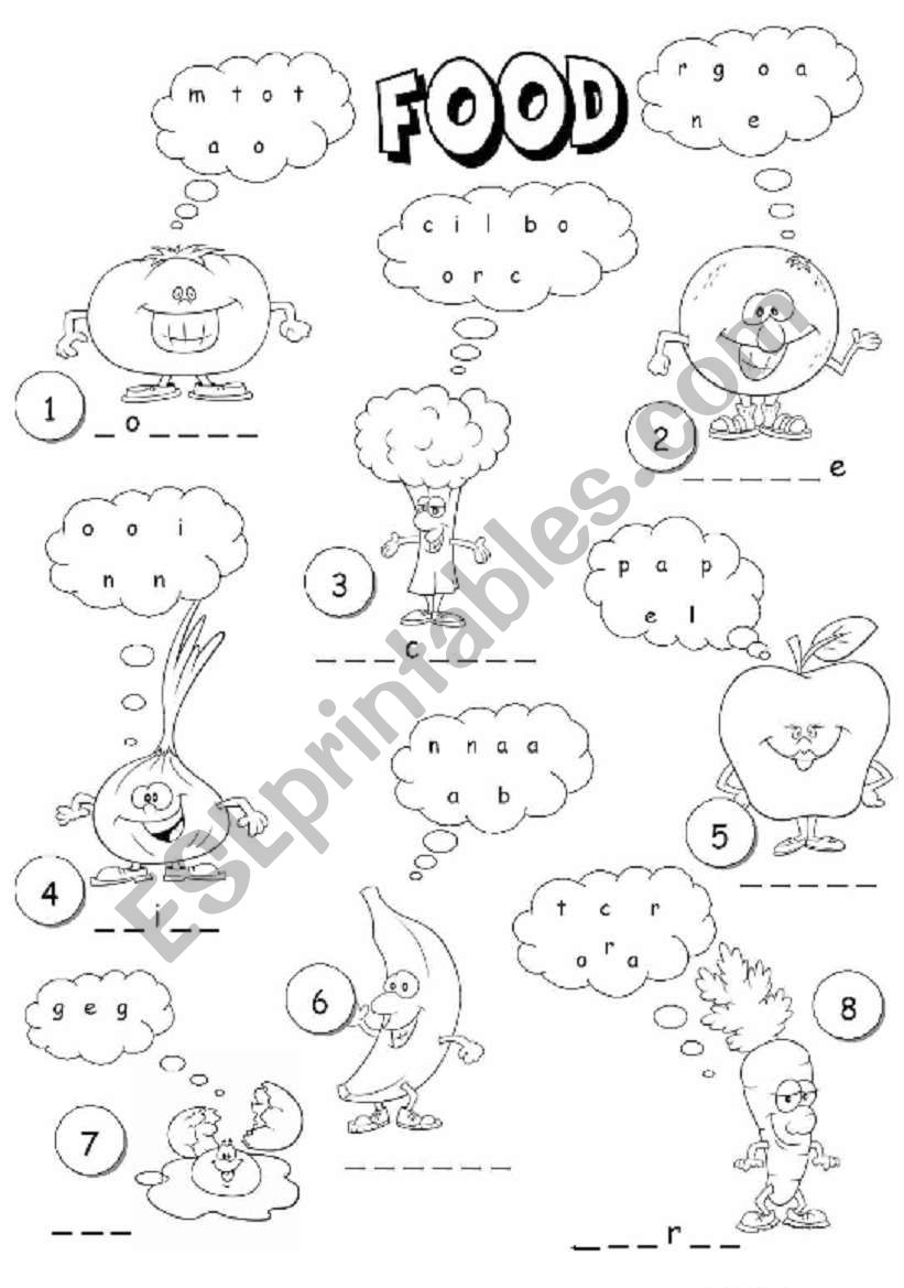 food worksheet