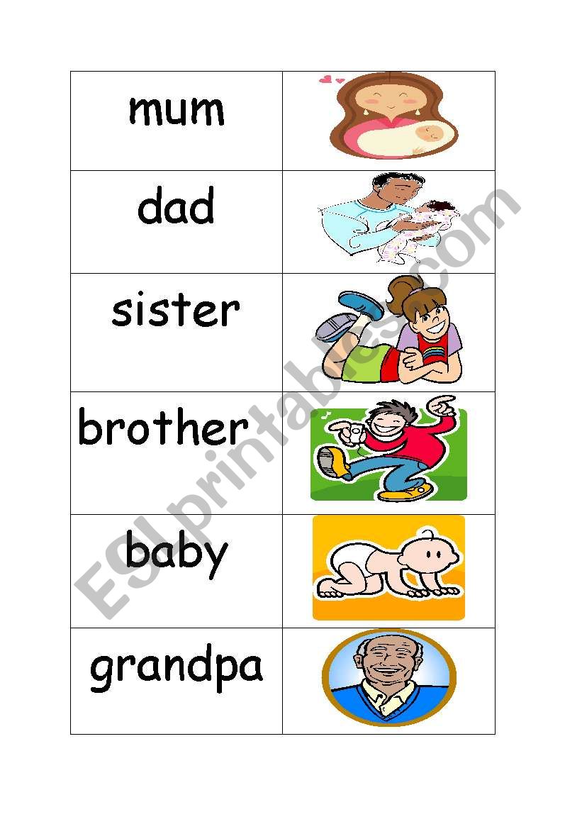 Family game worksheet