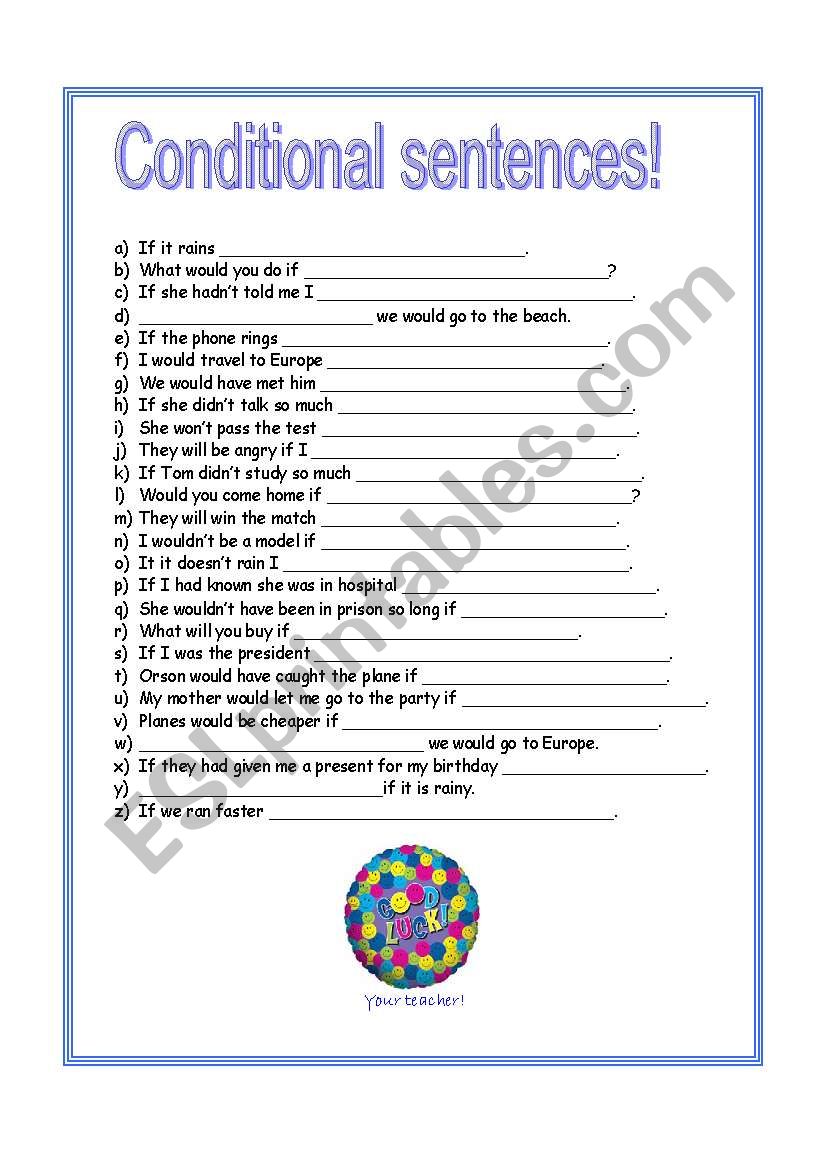 Conditional sentences worksheet