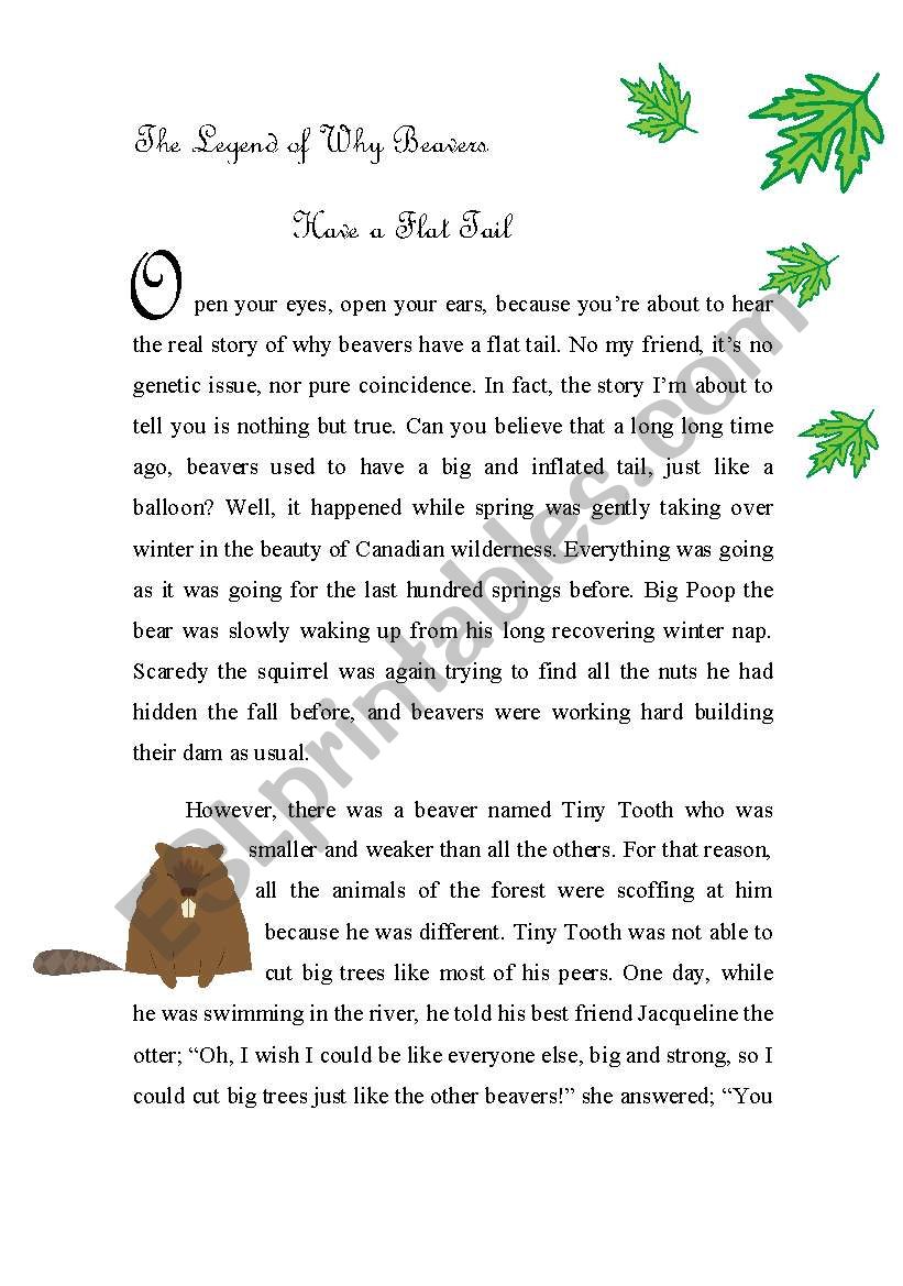 Legend of why beavers have a flat tail