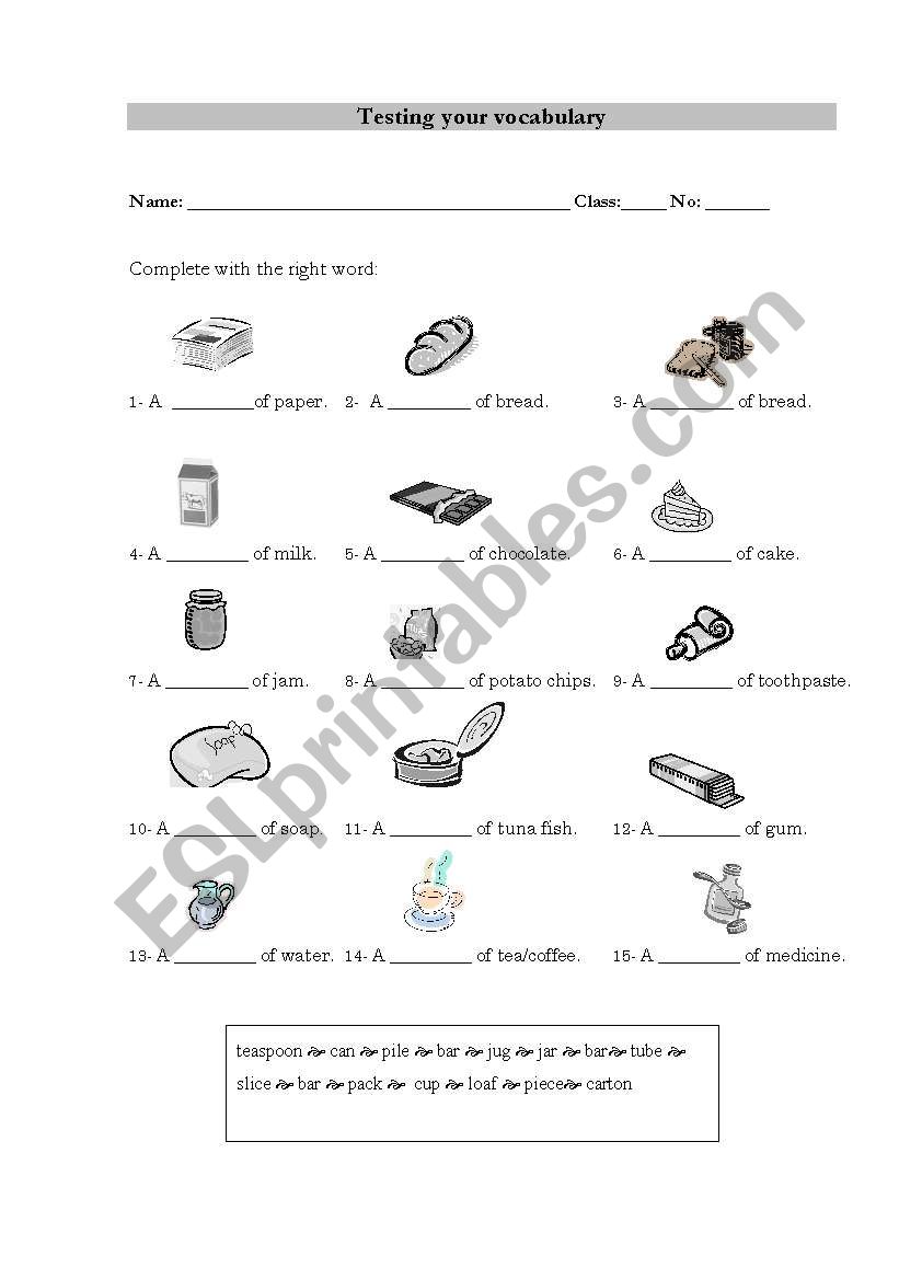 PARTITIVES worksheet