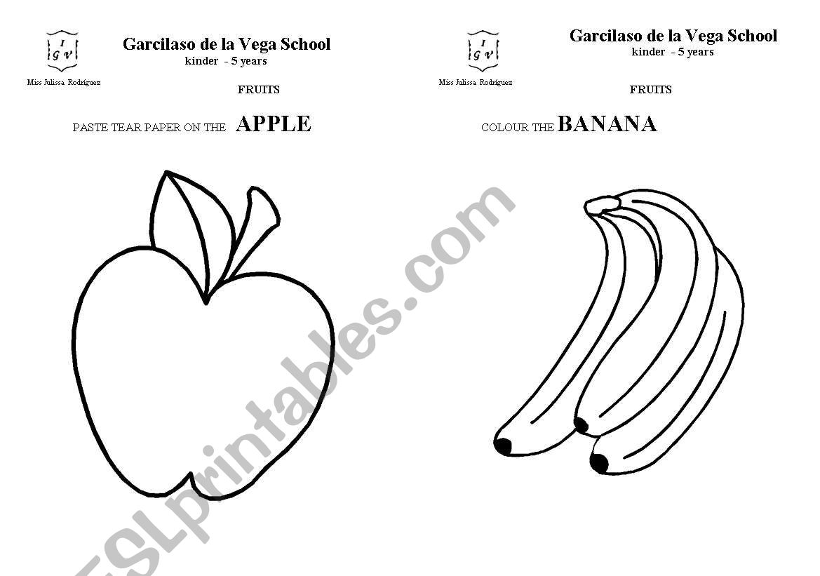the fruits worksheet
