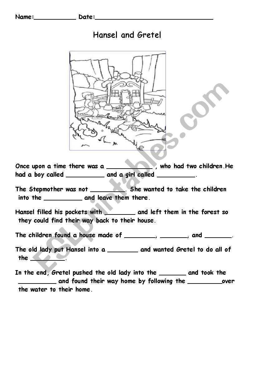 Hansel and Gretel cloze sentences