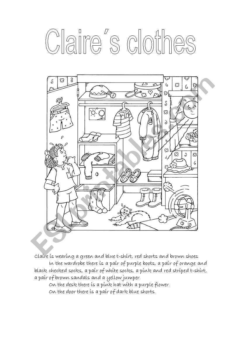 ClaireÂ´s clothes. worksheet