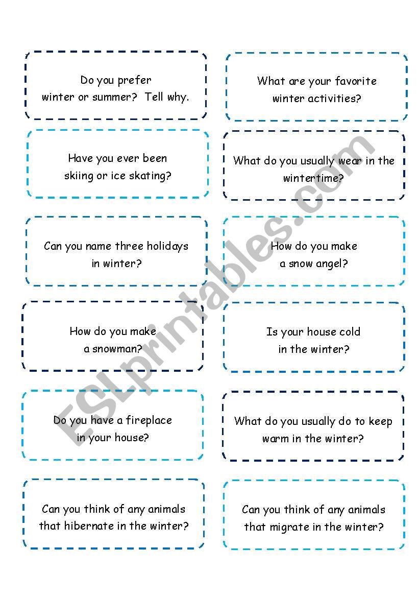 Winter Mingle:  Conversation Cards    2 pages of questions + instructions