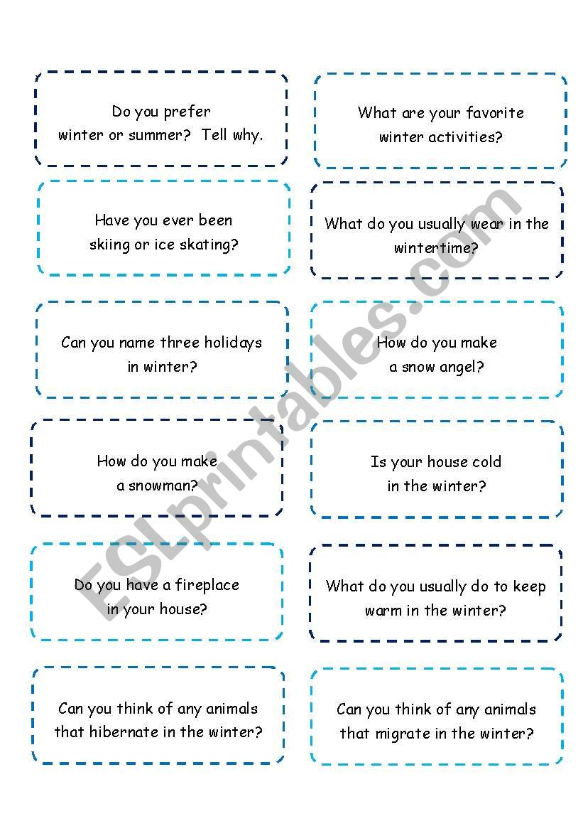 Winter Mingle:  Conversation Cards    2 pages of questions + instructions