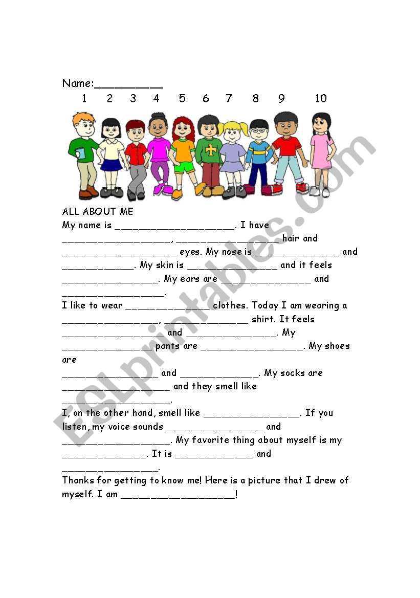 all about me ( guessing game) worksheet
