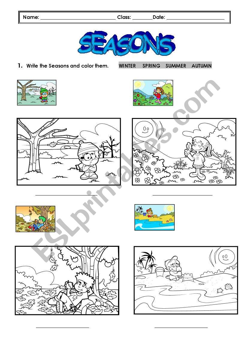 Seasons worksheet