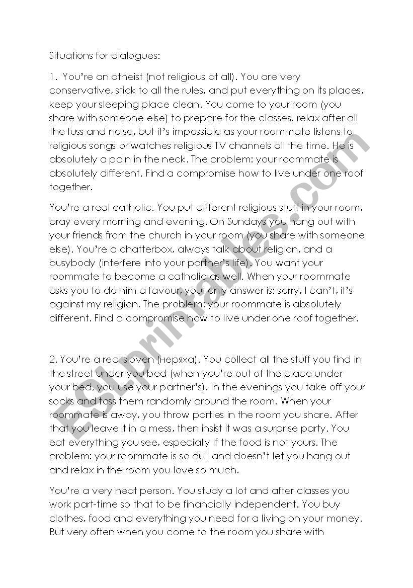 dialogues on generation gape worksheet