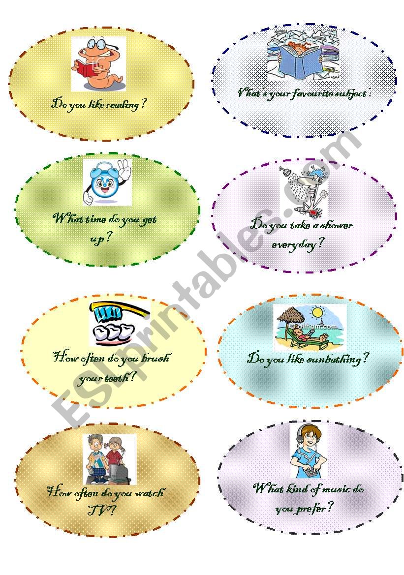 personal questions- speaking cards- set 2