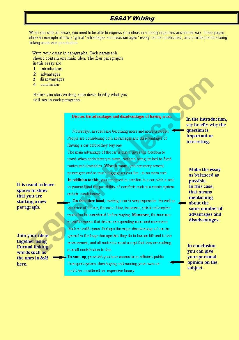 Essay writing worksheet