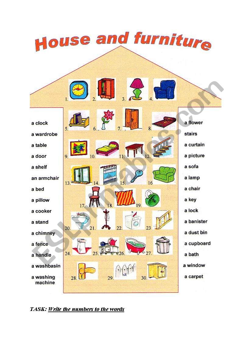 House and furniture 1 worksheet