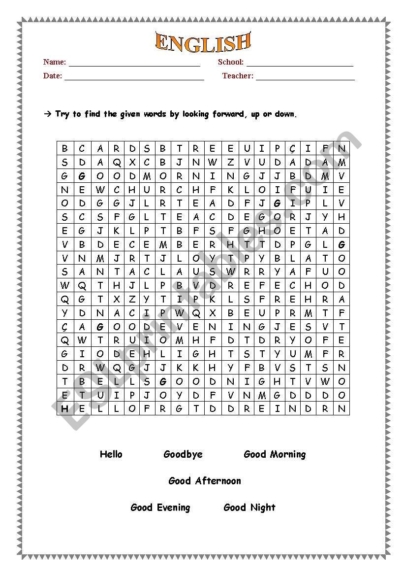 Greetings worksheet