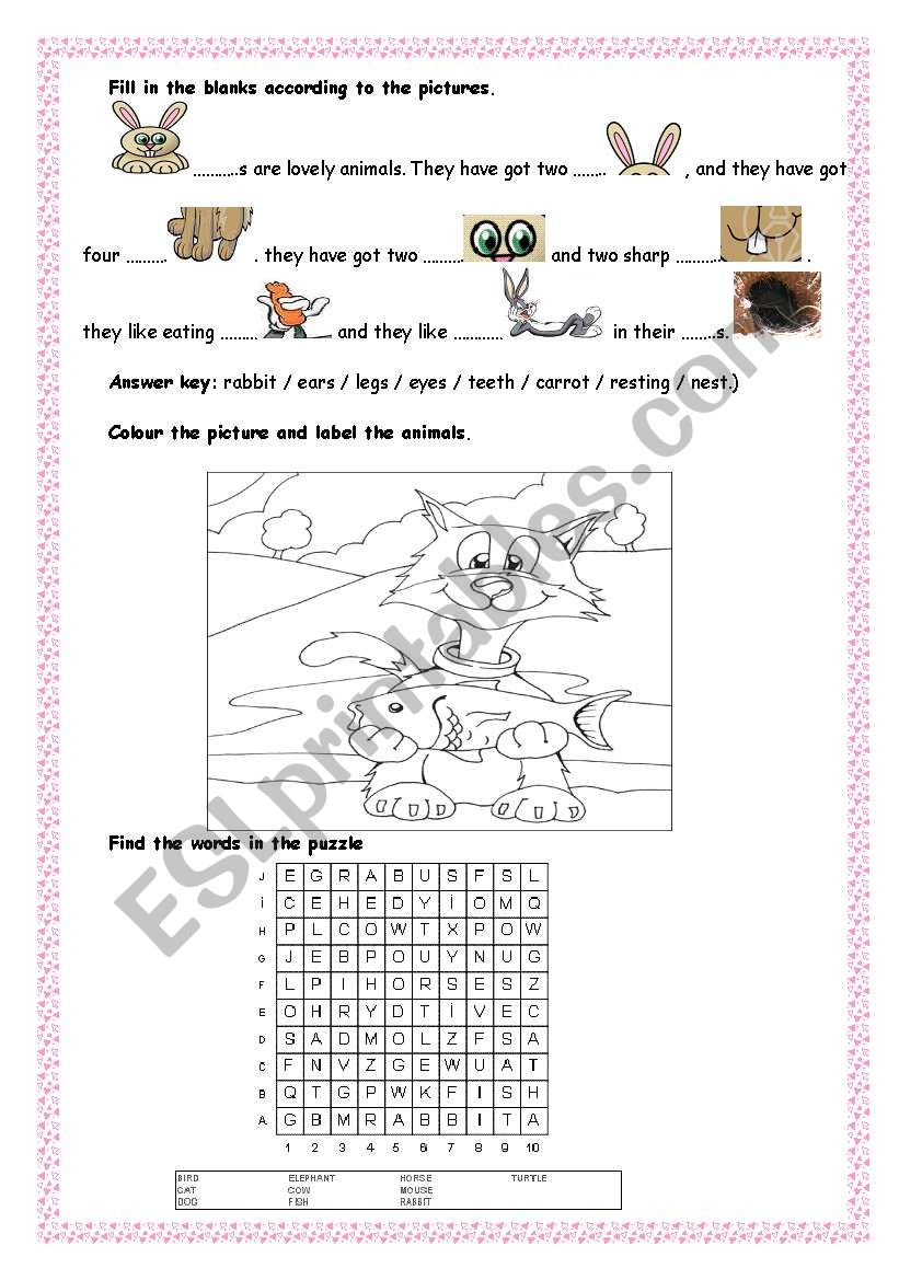 Animals-2 (Worksheet) worksheet