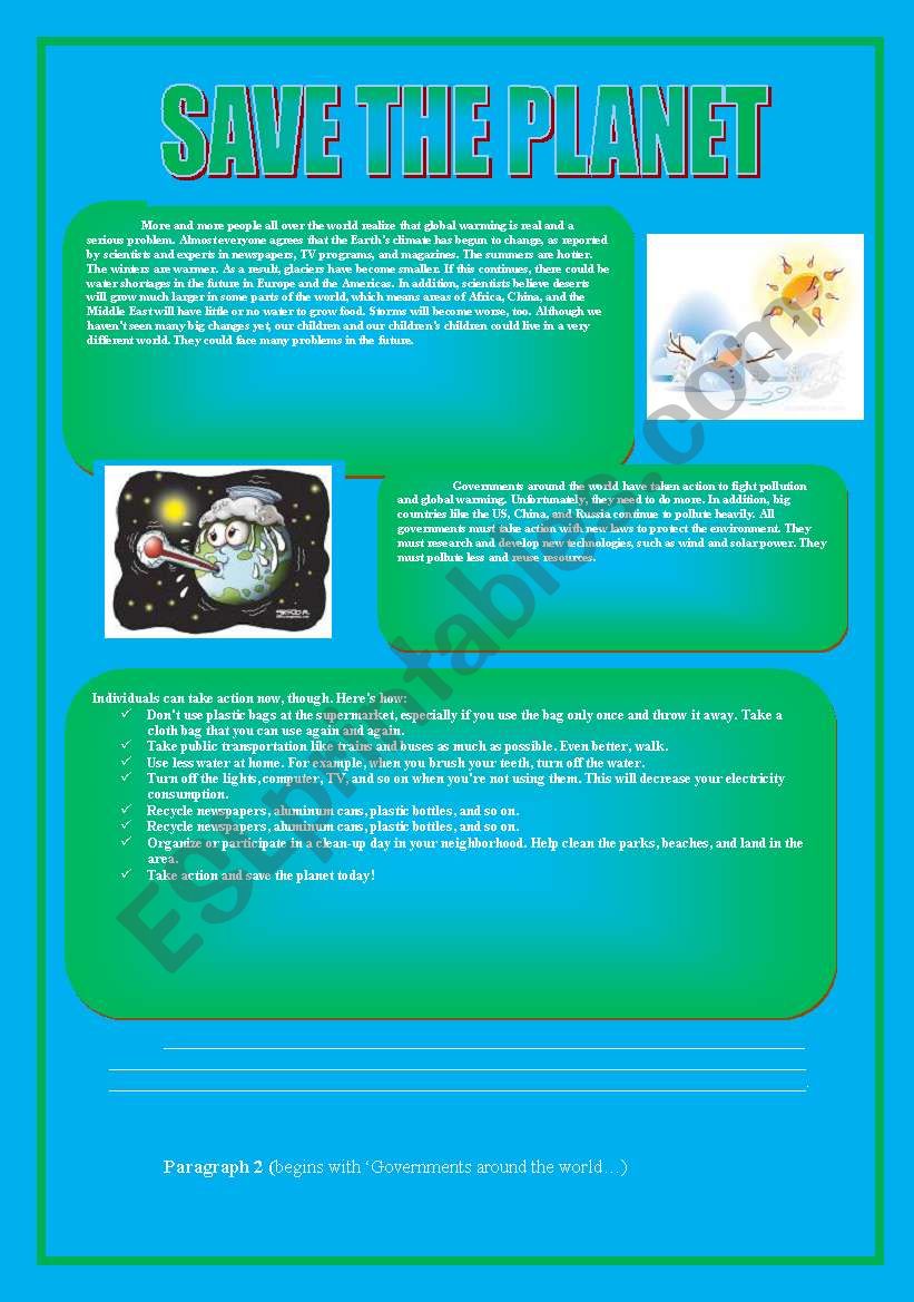 save the planet worksheet