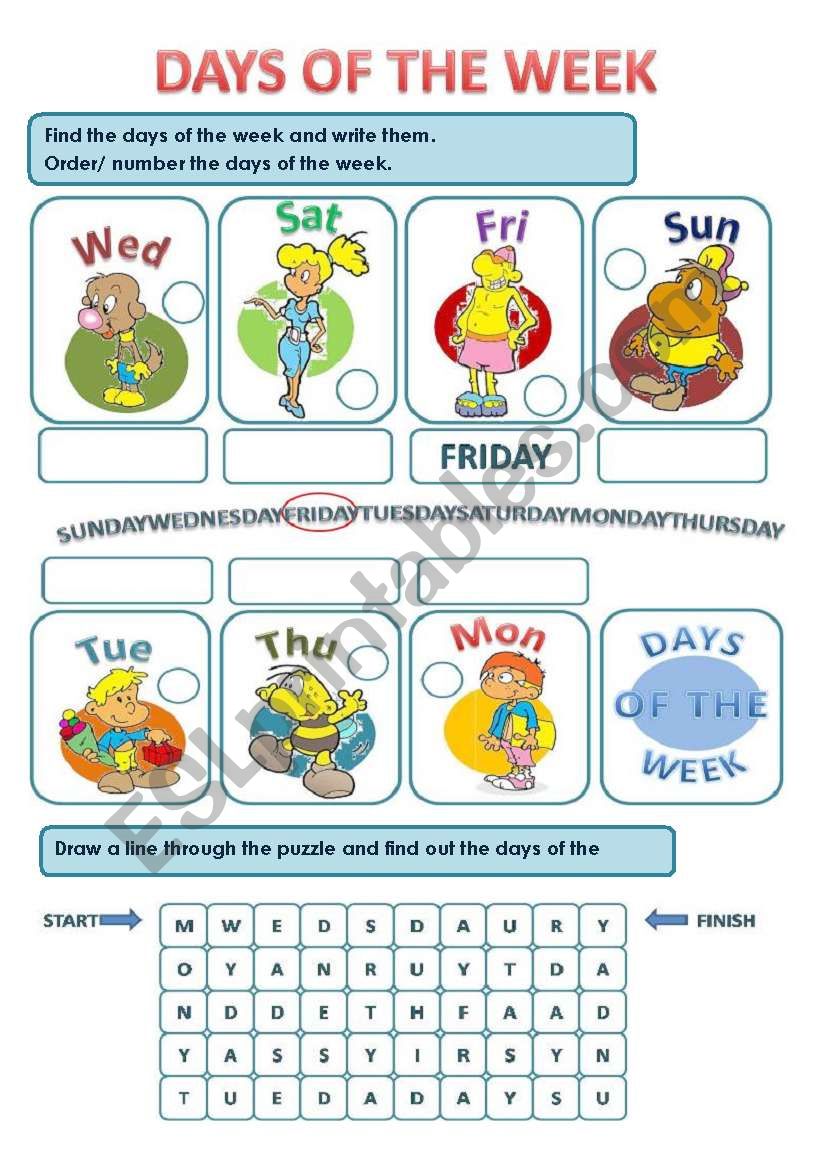 days-of-the-week-esl-worksheet-by-evelinamaria