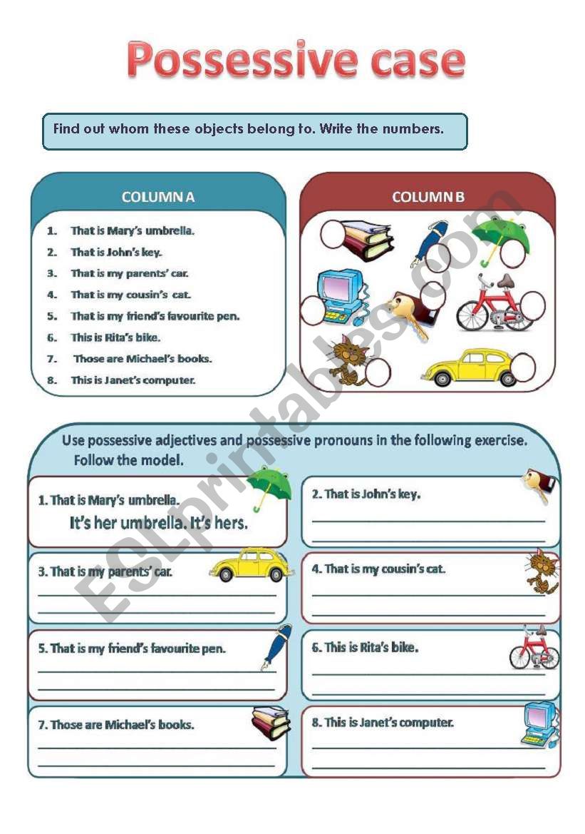 THE POSSESSIVE CASE worksheet