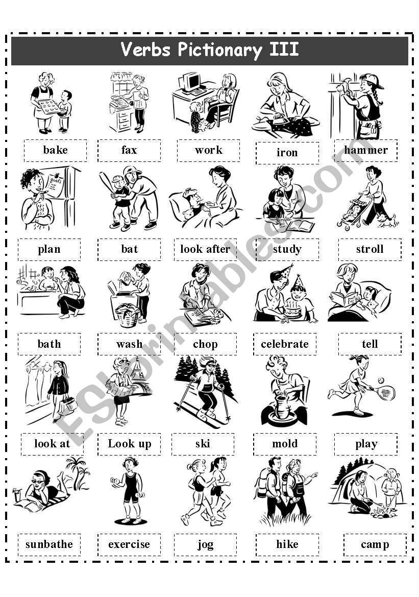 VERBS PICTIONARY 3 worksheet