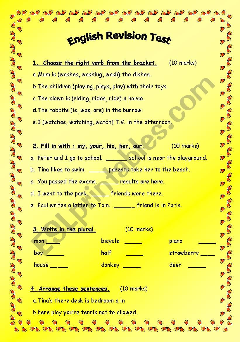 English Test worksheet