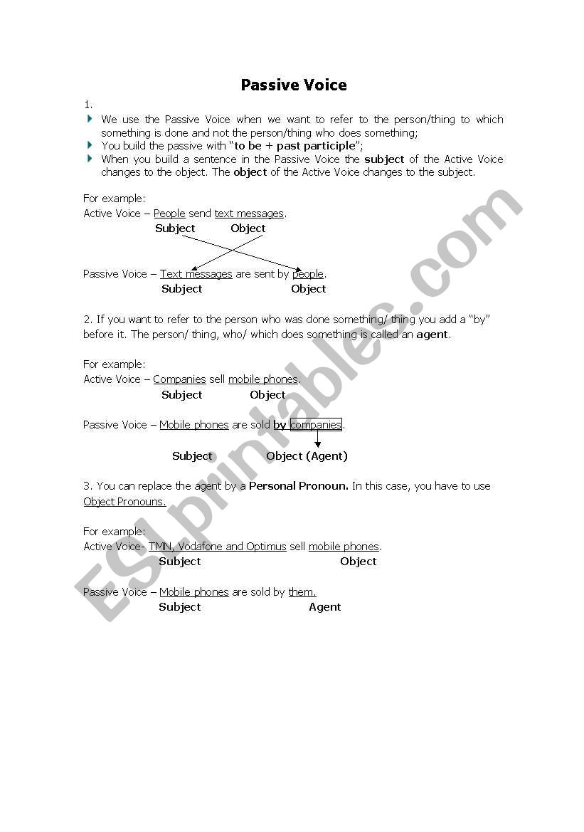 Passive voice worksheet